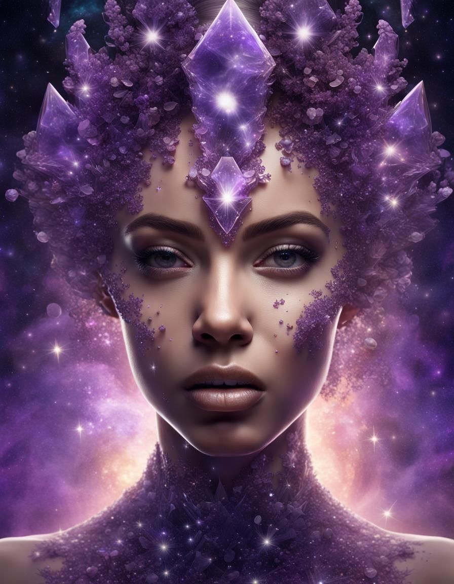 Crystalline Woman Portrait in Detailed Digital Art