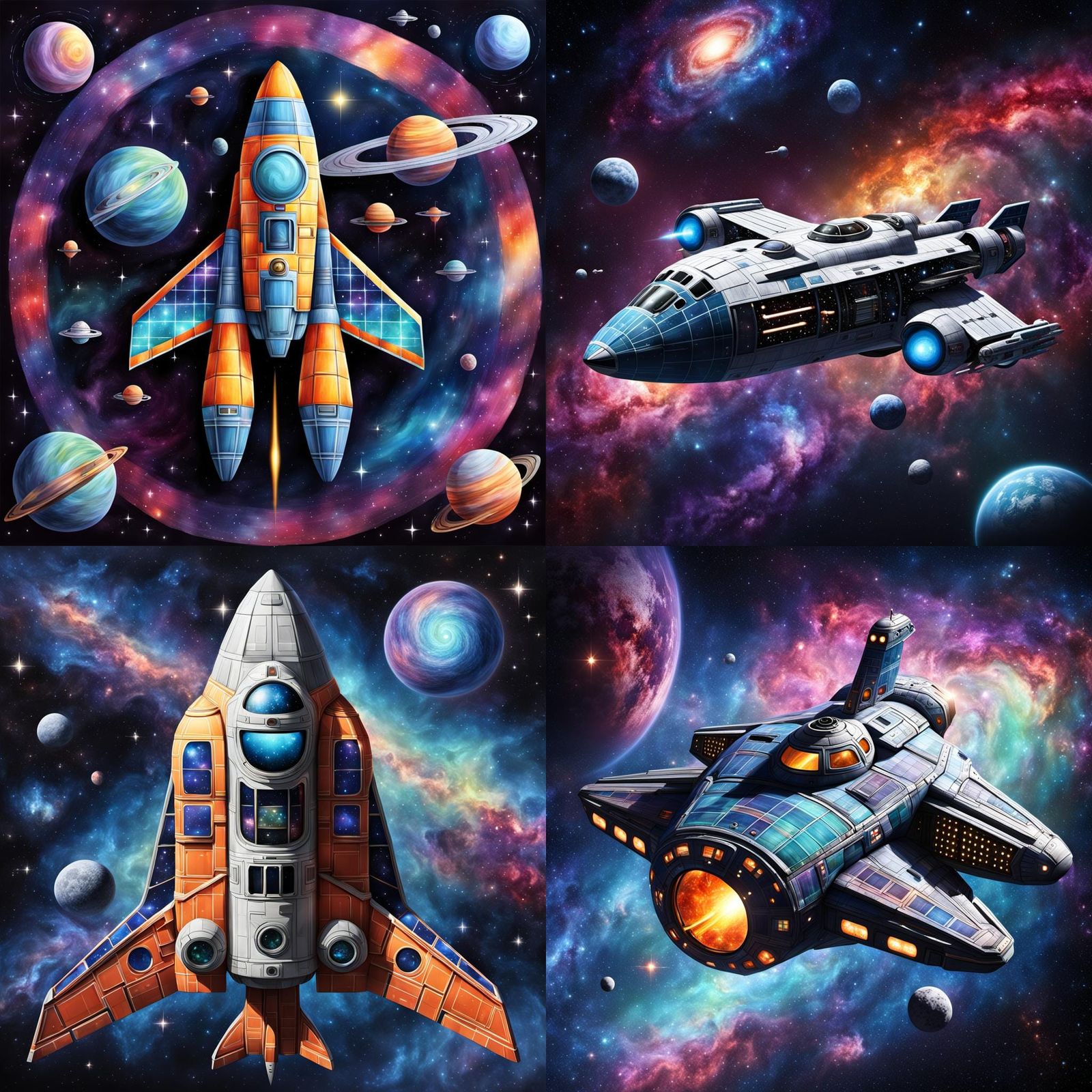 Plaid Spaceship Soaring Through the Galaxy