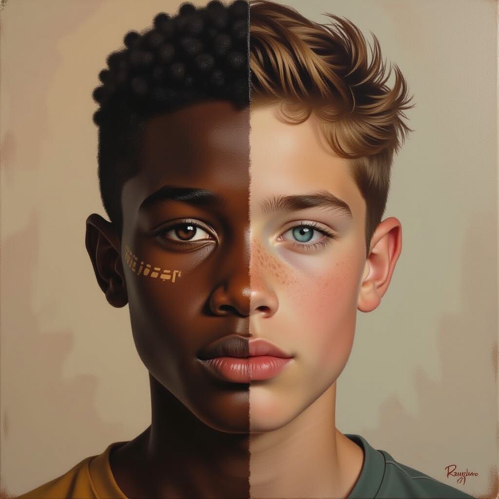 Dual Heritage Portrait: Senegalese and Caucasian Boys