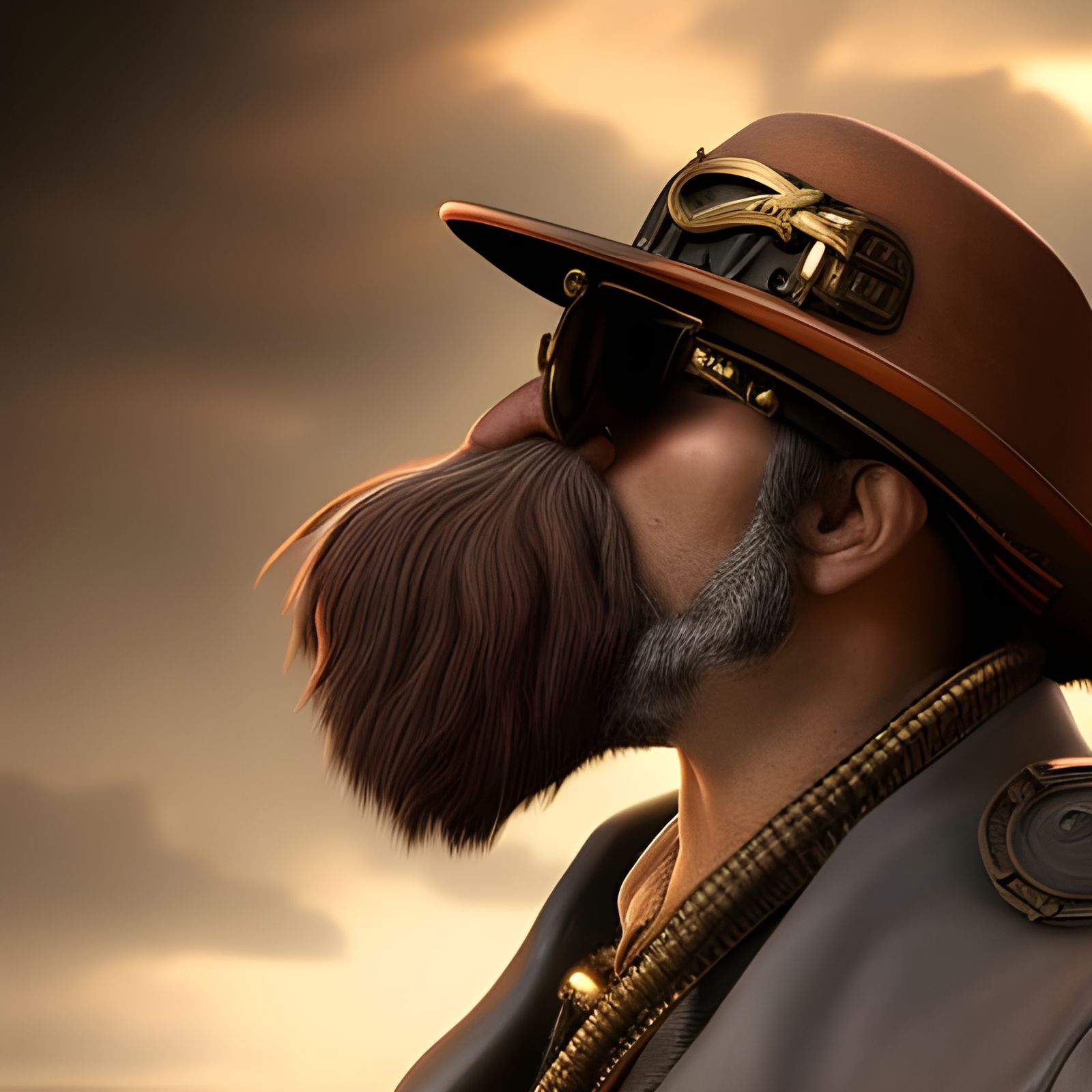 Steampunk Aviator Portrait in Hyperrealistic Style