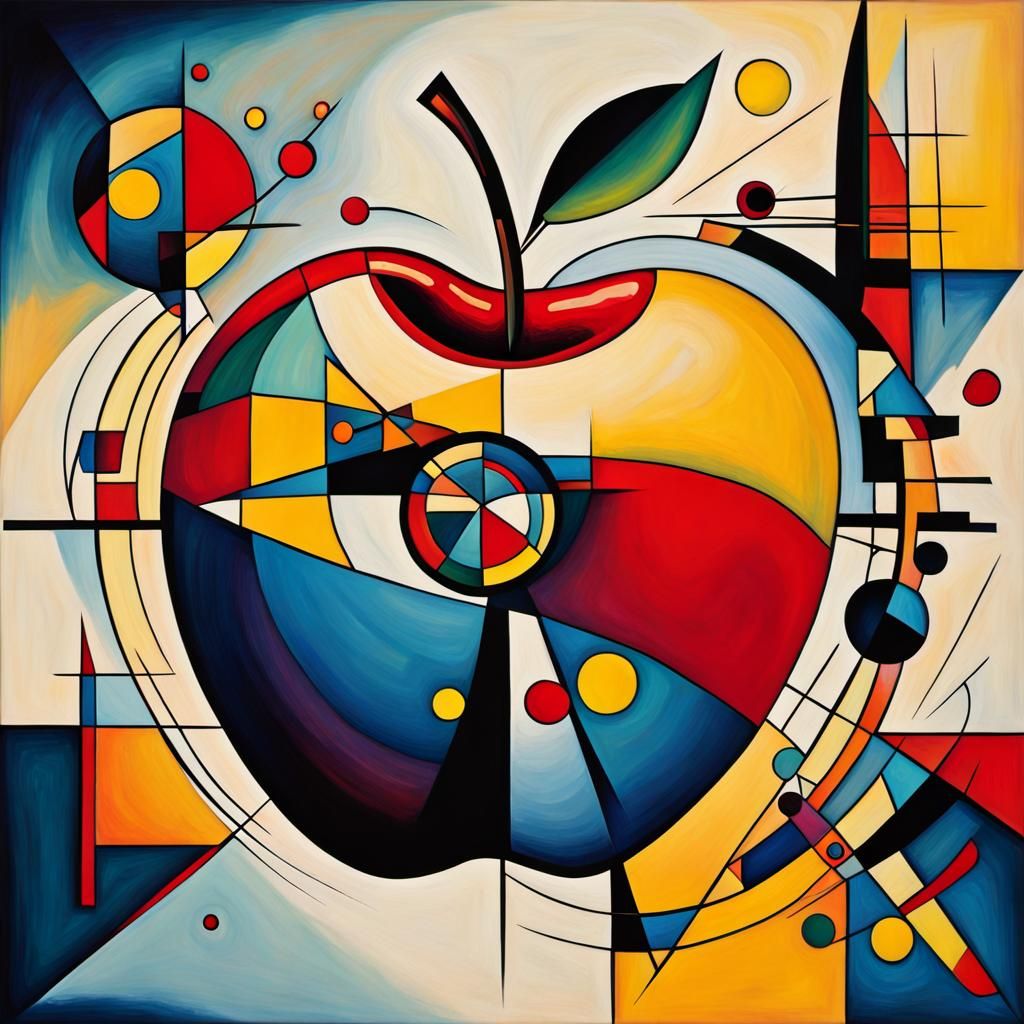 Abstract Apple in Kandinsky Geometric Style