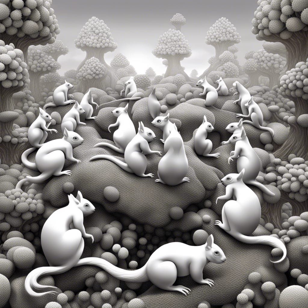 Singing Squirrel Choir in Sci-Fi Surrealism