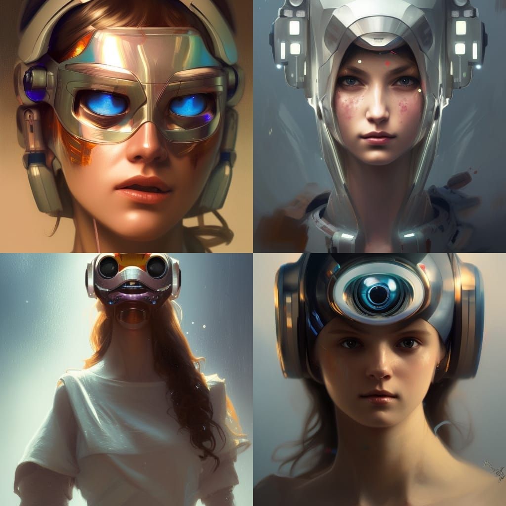 Girl with Robotic Headband, Hyperdetailed Portrait