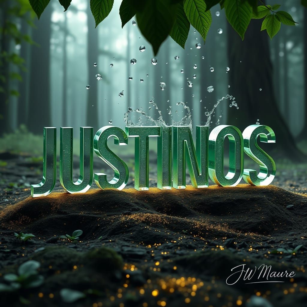 Majestic 3D Glass Sculpture in Emerald Forest with 24K Gold ...