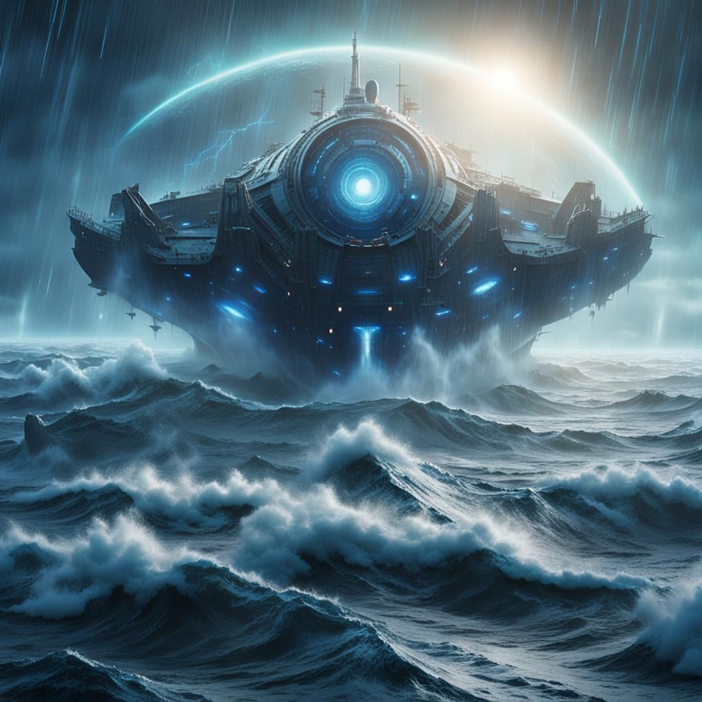 Mysterious Alien Vessel Emerges from Turbulent Ocean Depths