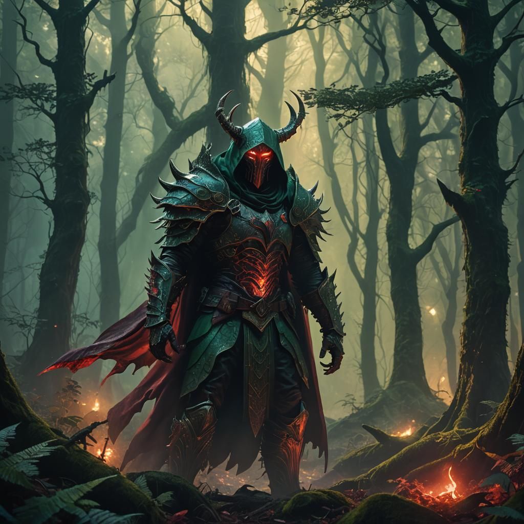 Hooded Blightfang in Mystical Forest: Fantasy Concept Art