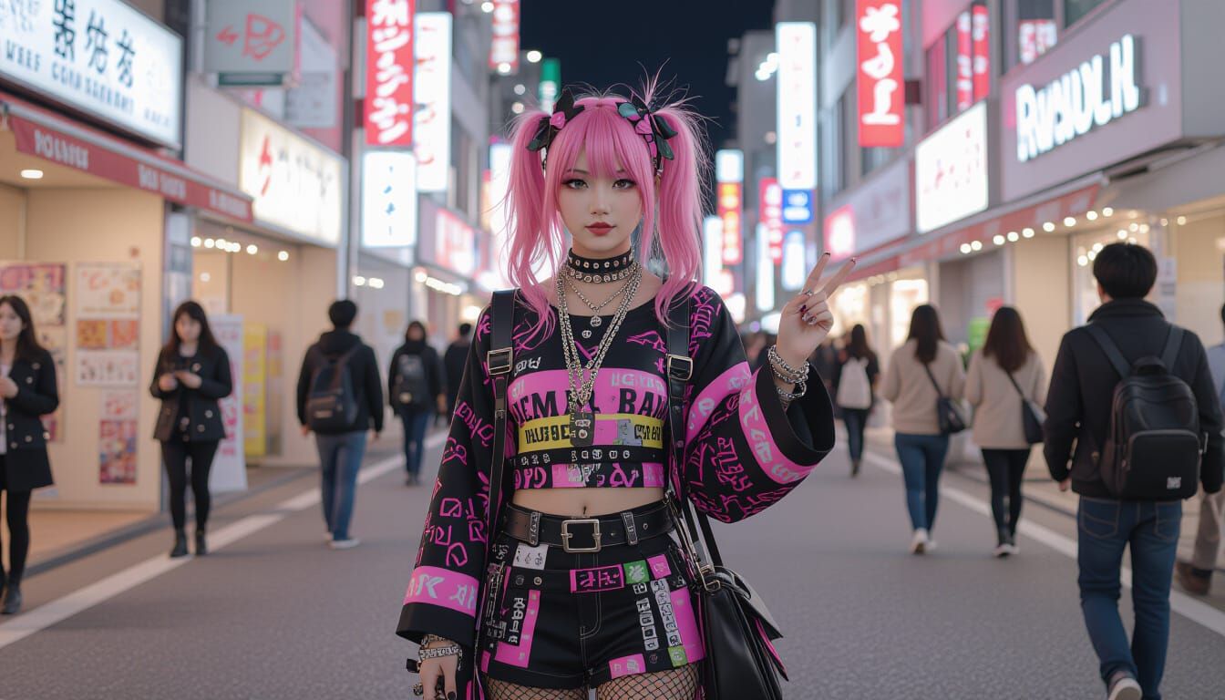 Punk Gyaru Girl in Okinawa, Shibuya, and Harajuku Style