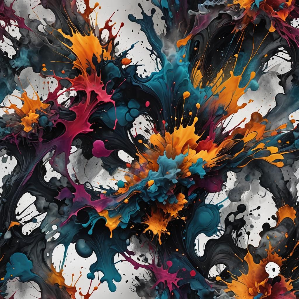 Ink Stains Form Abstract Designs and Dramatic Portrait