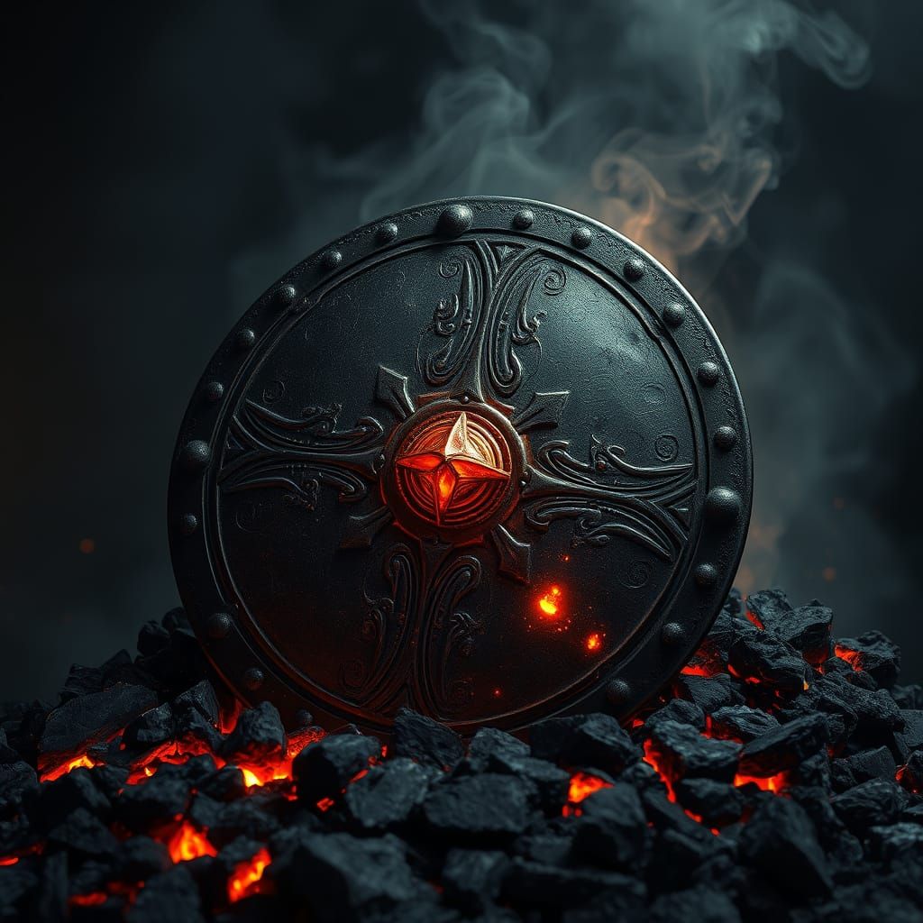 Medieval Shield Emerges from Ashes in Radiant Glory