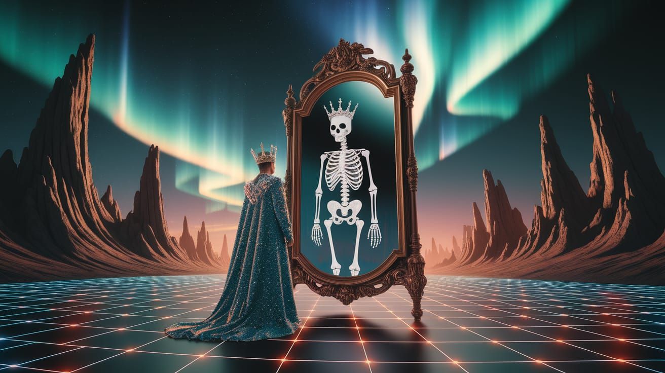 Spectal Skeleton Reflection in Aurora Borealis Sky