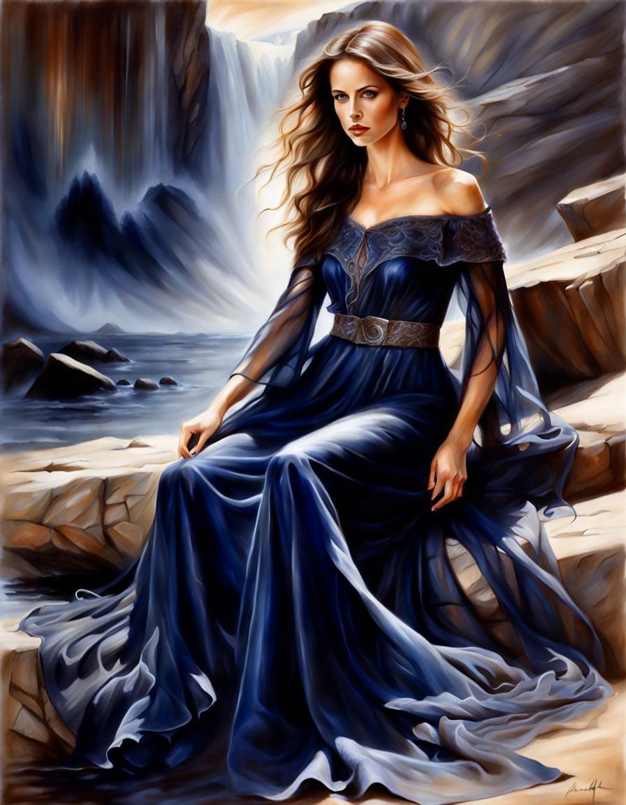 Caitlin Strucker in Style of Luis Royo Oil Painting