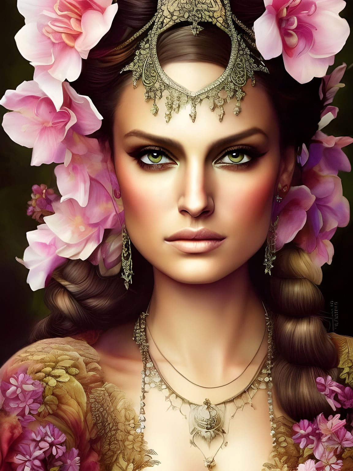 Loving Garden Flower Goddess Portrait in Fantasycore Style
