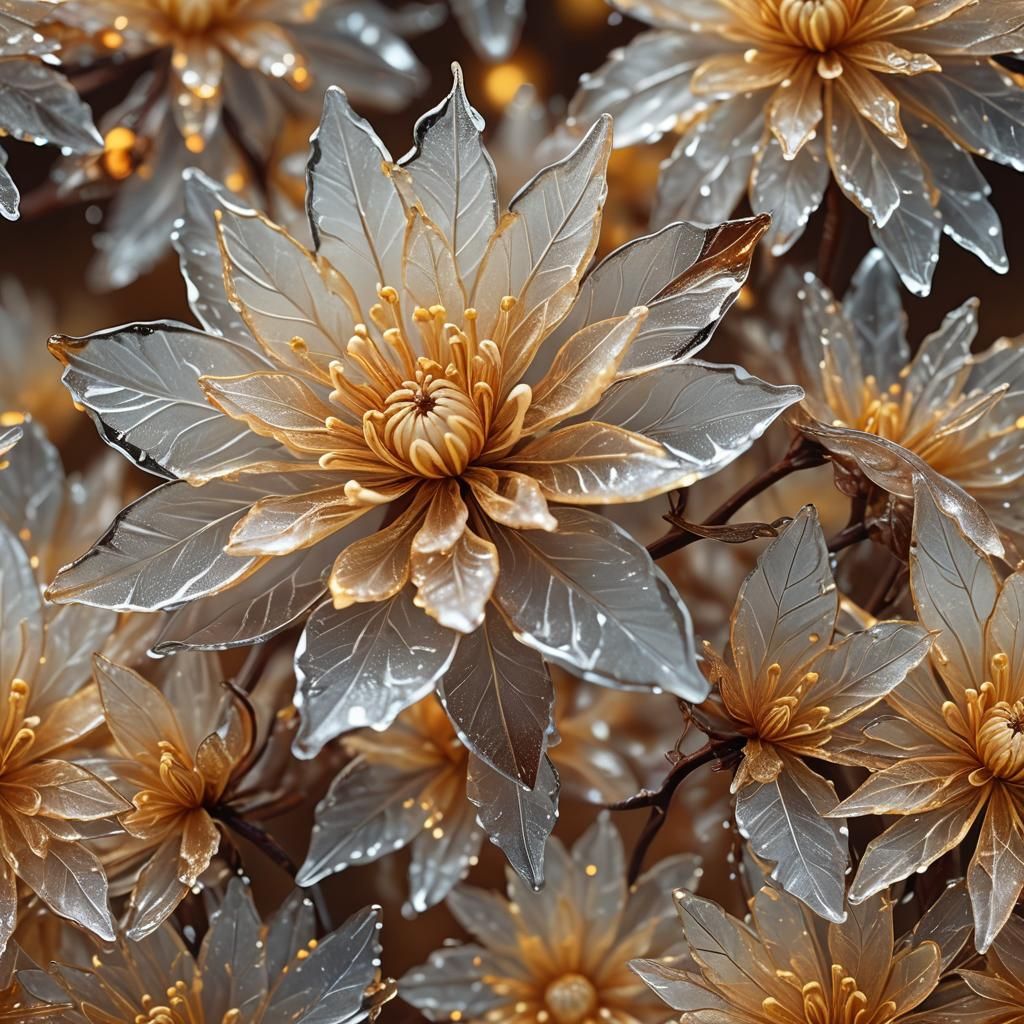 Intricate Ice Flower Digital Art in 8K