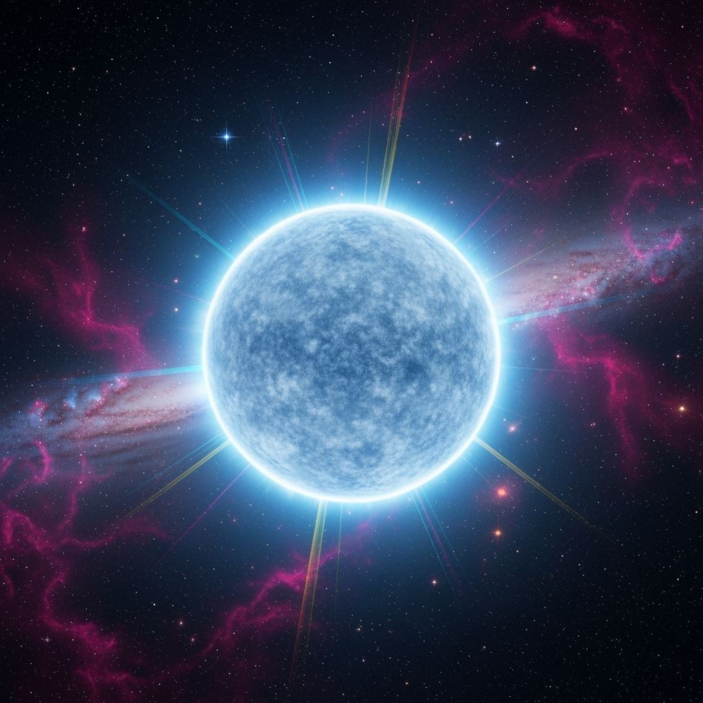 Colossal Hazy Blue Sun in Deep Space