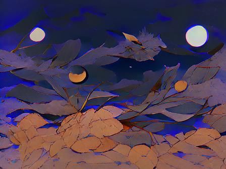 Eerie Moonlit Leaves in Fairy Tale Style