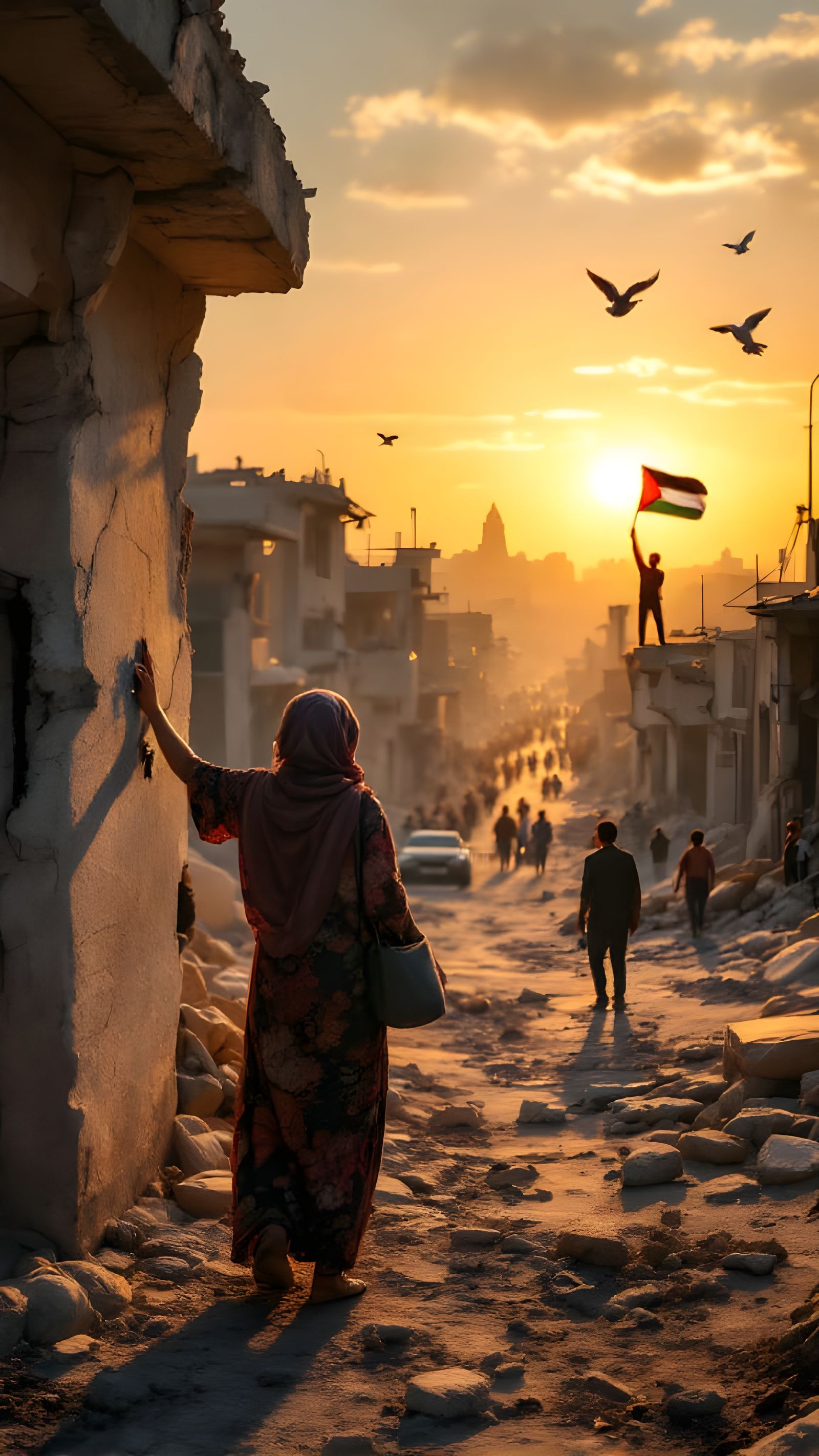 Gaza City Sunset Aerial Photo: Hope After Ceasefire