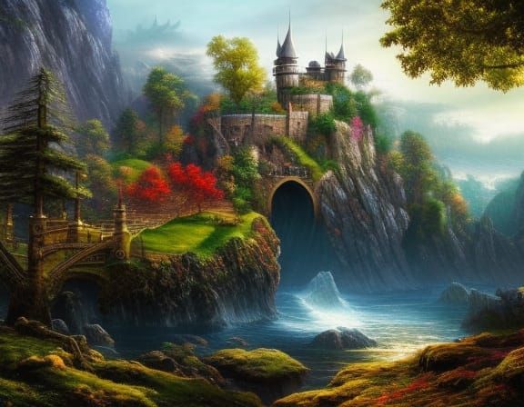 King Arthur and Knights by Watermill, Detailed Matte Paintin...