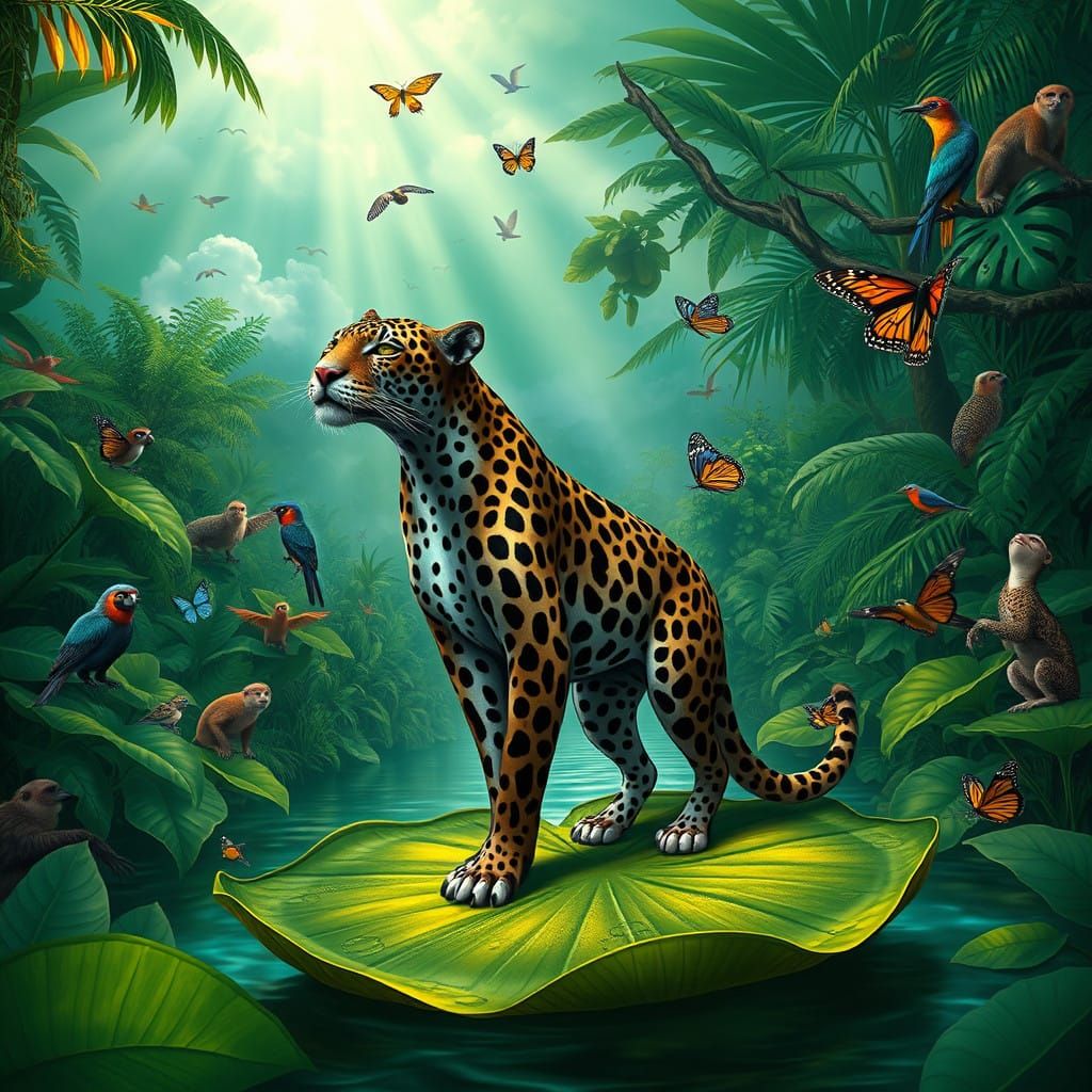 Amazon Jaguarundi in Lush Jungle Habitat