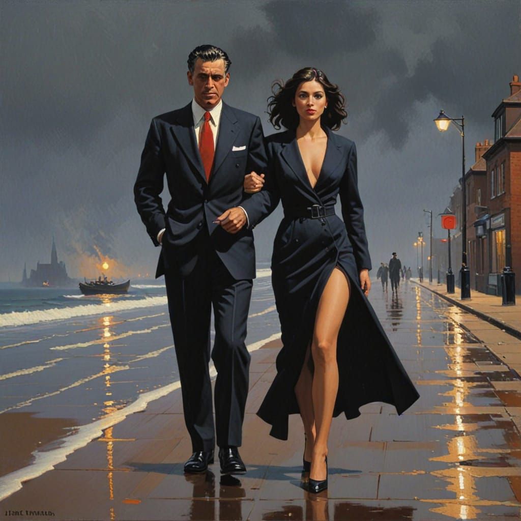 Evocative Grimdark Scene in Noir Style