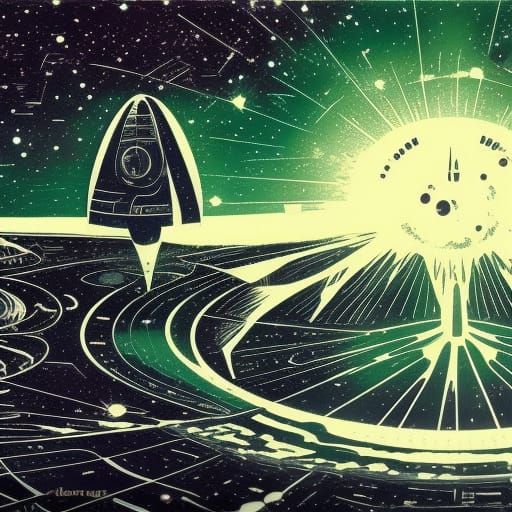 Retro Sci-Fi Galaxy Book Cover Art