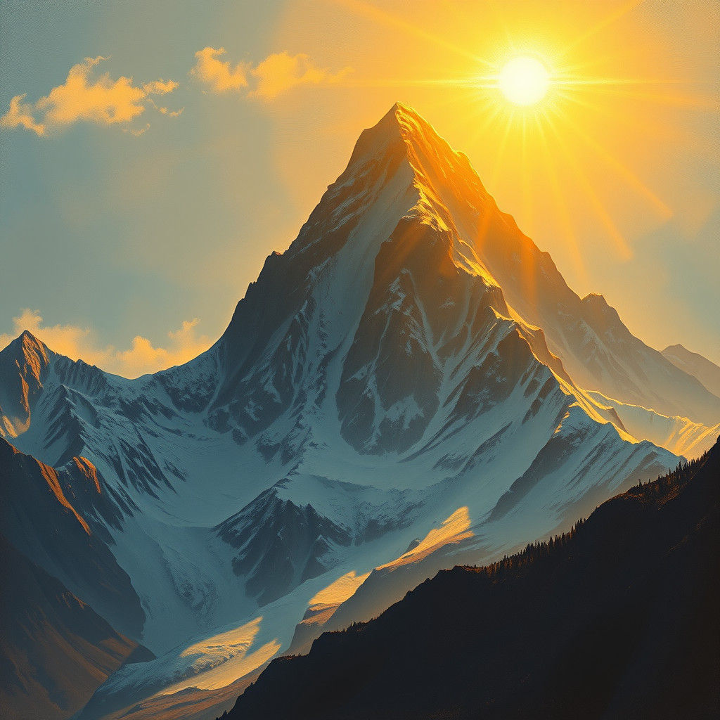 Majestic Mountain Peak in Golden Light
