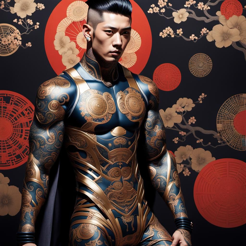 Biopunk Samurai: Fusion of Ukiyo-e and Avant-Garde