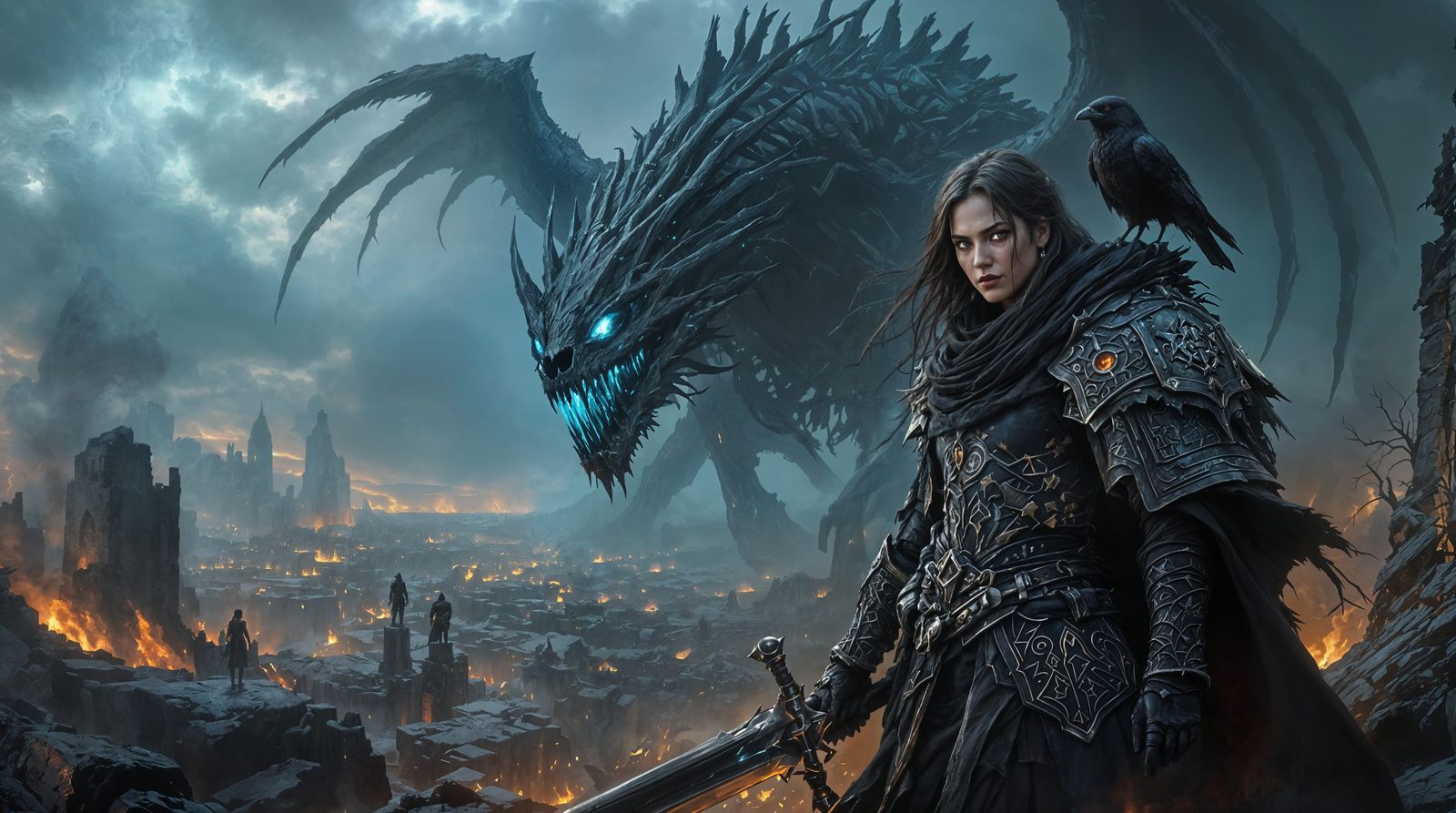 Grim Dark Fantasy Warrior in Ruined Realm