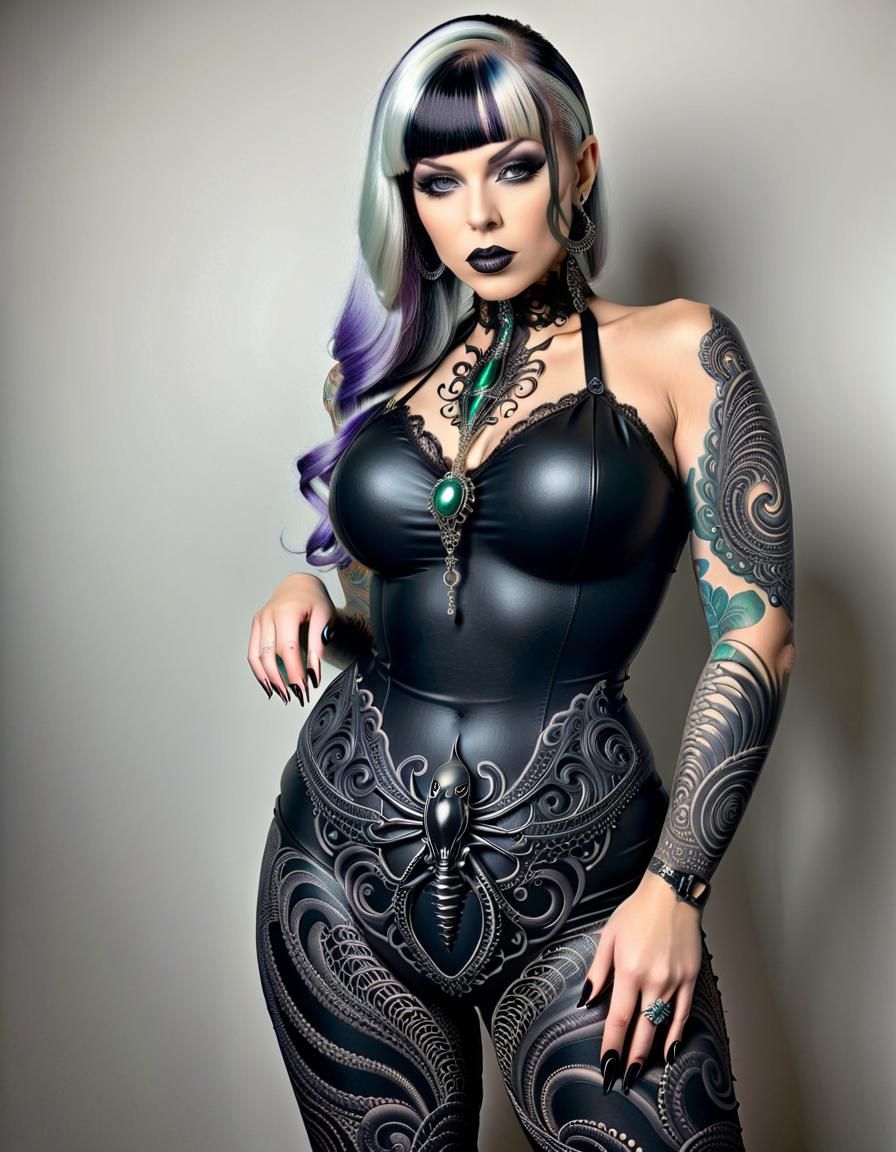 Ethereal Pin-Up with Eldritch Lace Tattoo