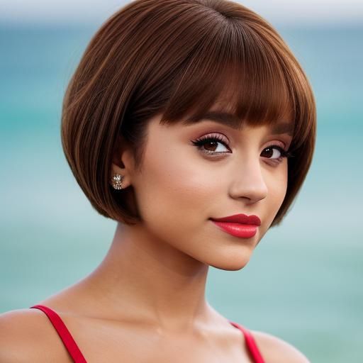 Ariana Grande at the Beach with Bob Haircut