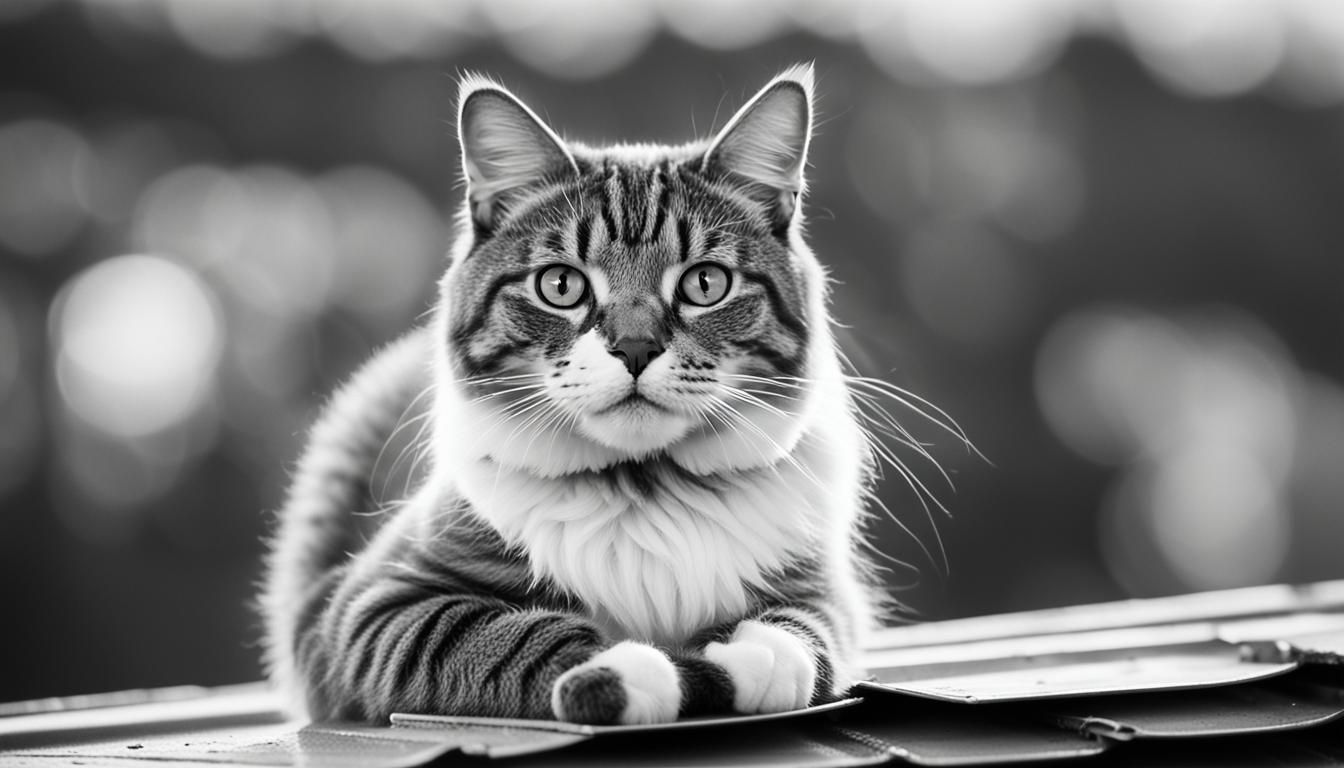 Monochrome Cat Lounging on Hot Tin Roof