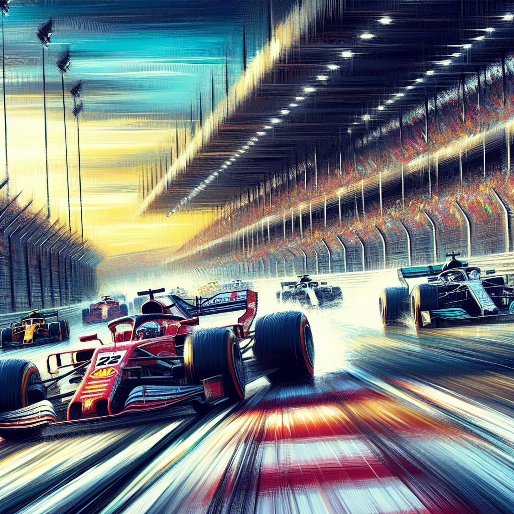 High-Energy Motorsports Race Painting with Motion Blur