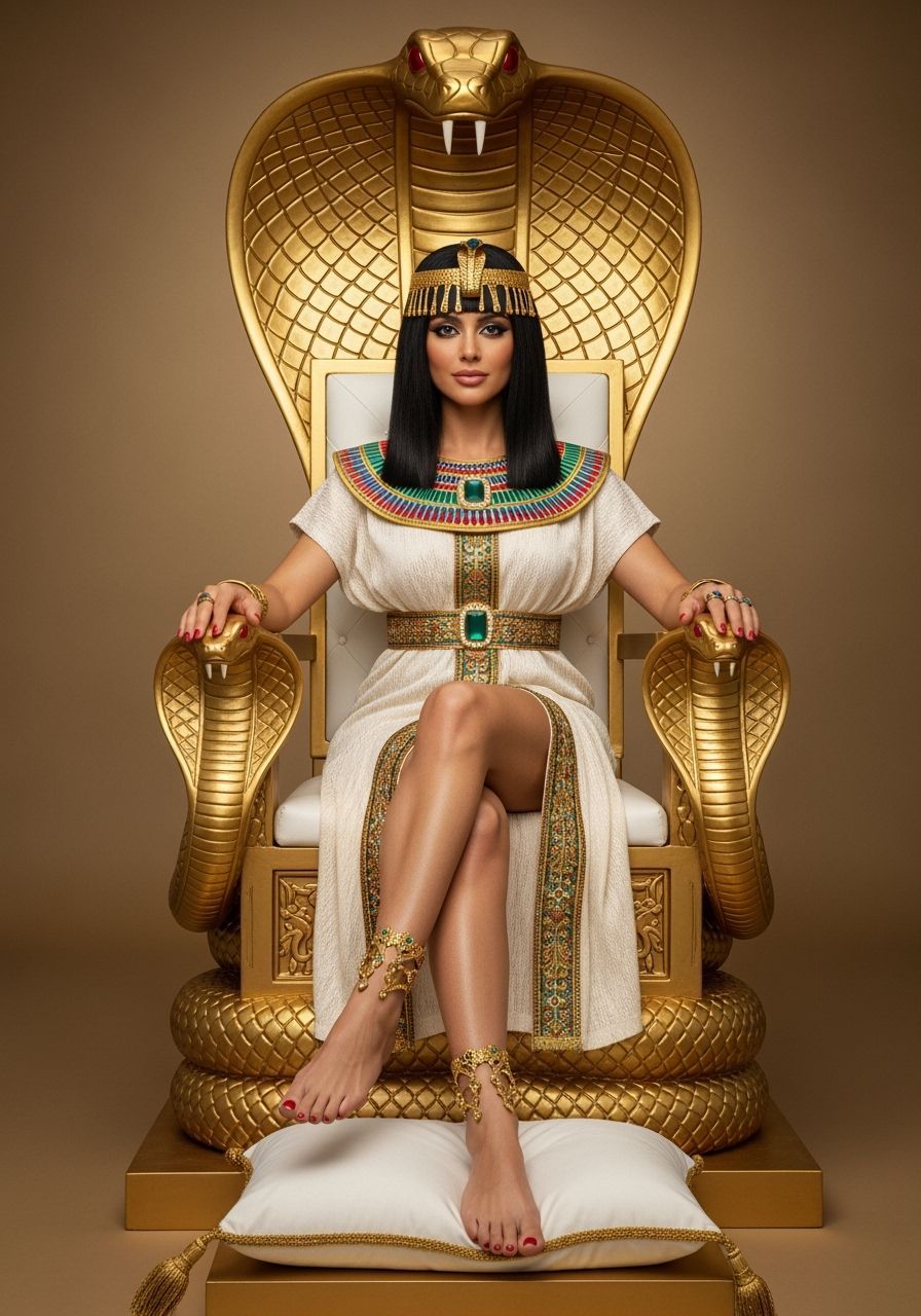 Egyptian Queen on Cobra Throne, Professional Photography