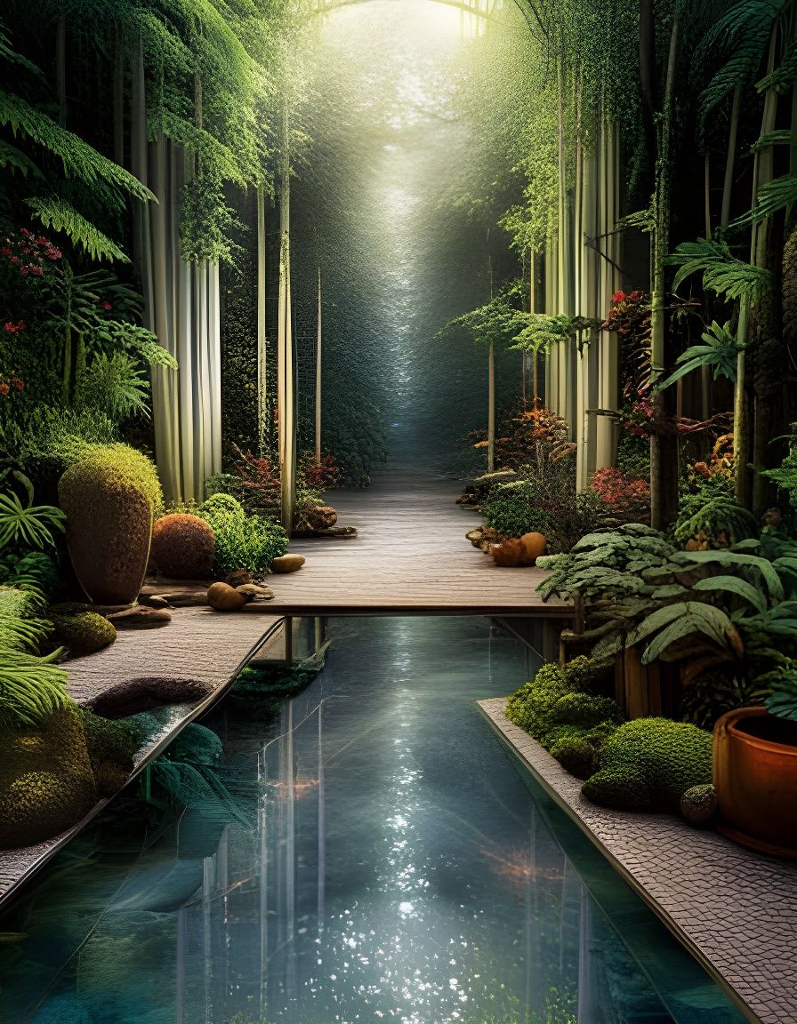 Zen Garden Path in Dreamlike Matte Painting