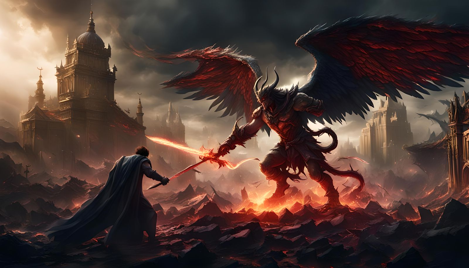 Angel vs Demon Epic Battle: Fantasy Art
