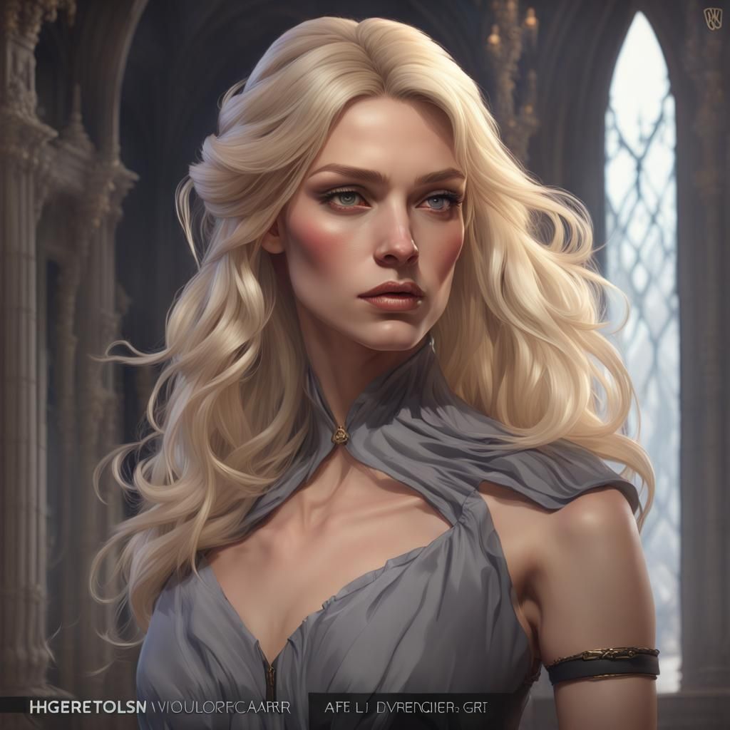 Blonde Woman with Dagger: Art Nouveau Portrait