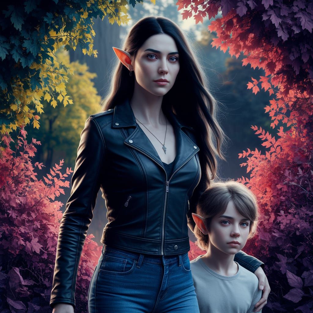 Serene Elven Mother in Harmony with Nature