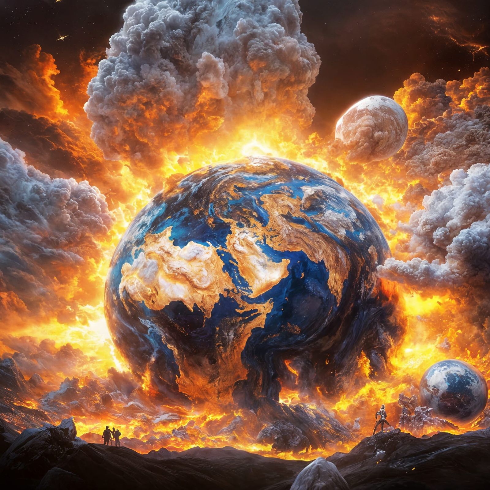 Photorealistic Earth Explosion in Hyperrealistic Sci-Fi Styl...