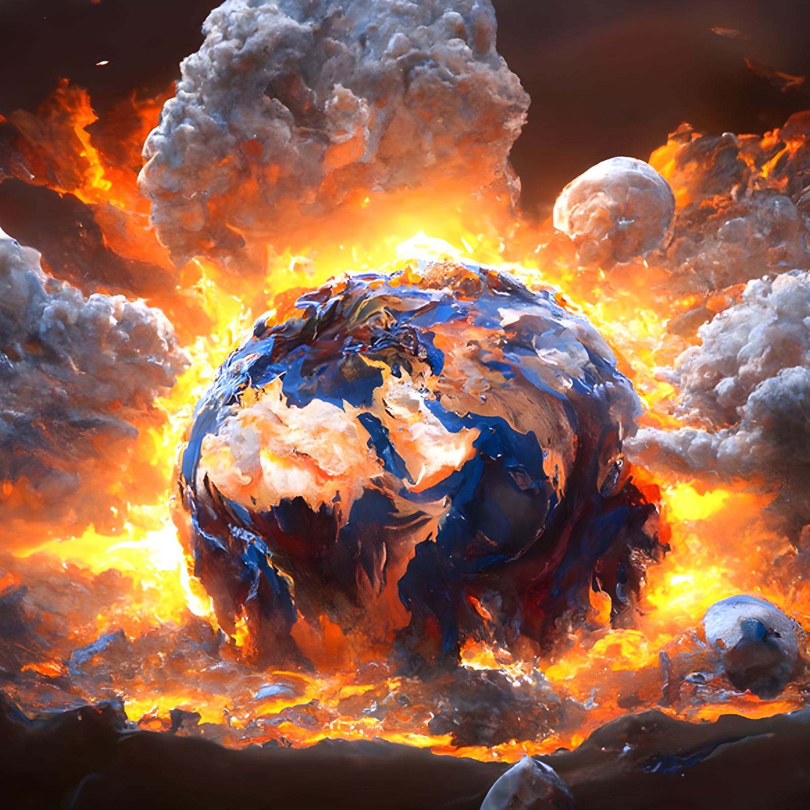 Earth Exploding: Hyperrealistic Sci-Fi Concept Art