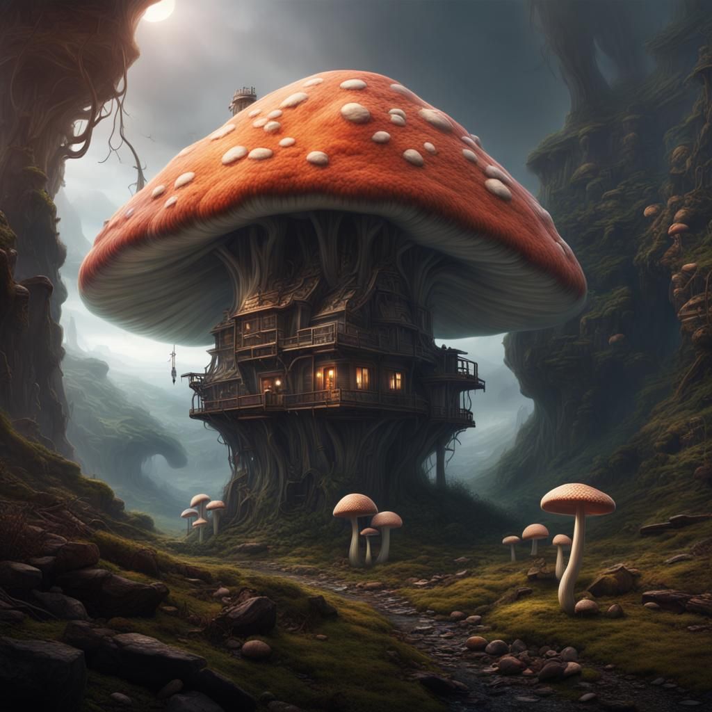 Epic Unstable Mushroom Mine Digital Matte Painting
