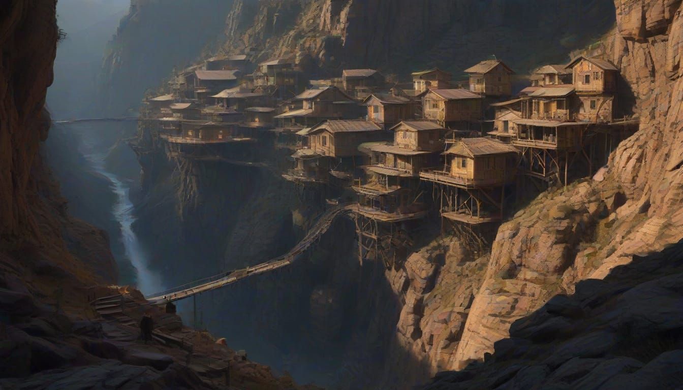 Vintage Mining Townscape in Atmospheric Box