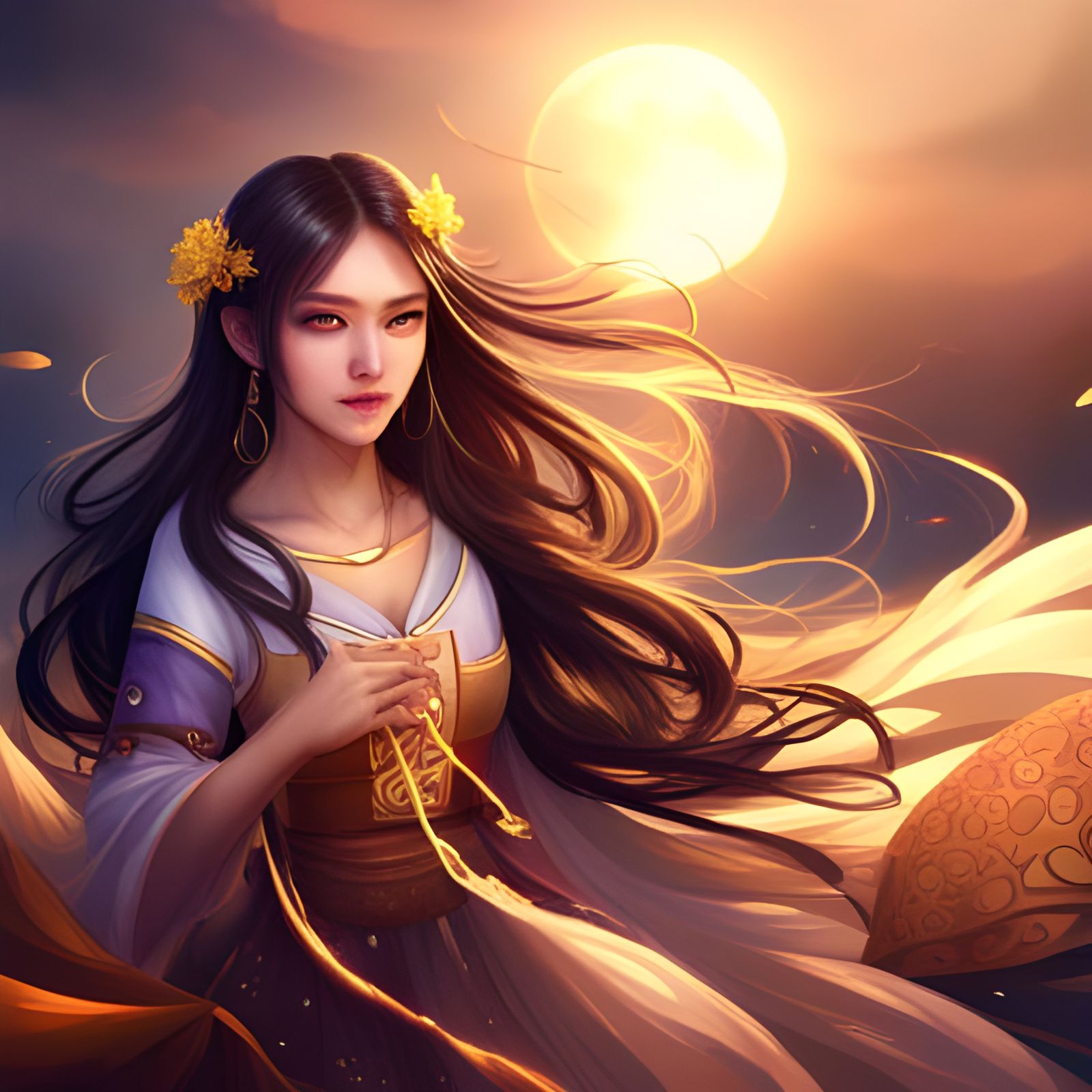 Chinese Woman in Traditional Dress: Dark Fantasy Art
