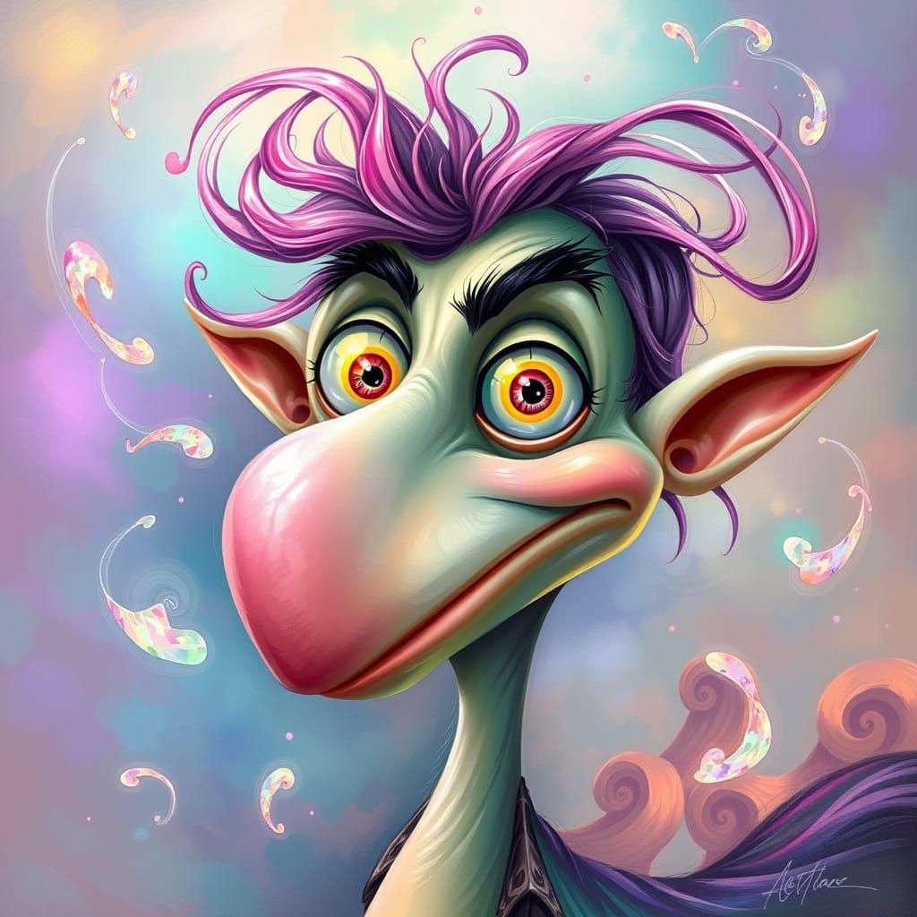 Whimsical Fantasy Caricature in Dreamlike Pop Surrealism Sty...