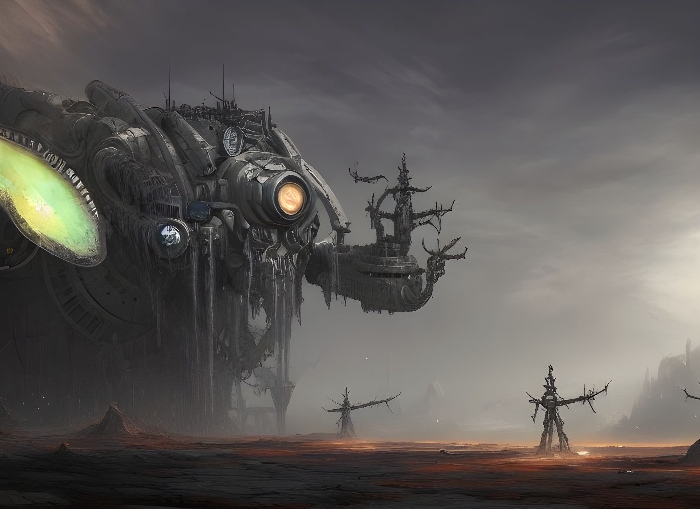 Futuristic Nanobot City Dominated by AI, Digital Art