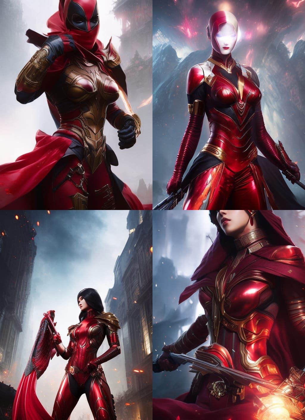 Lady Deadpool Giantess Portrait in Hyperdetailed Digital Art