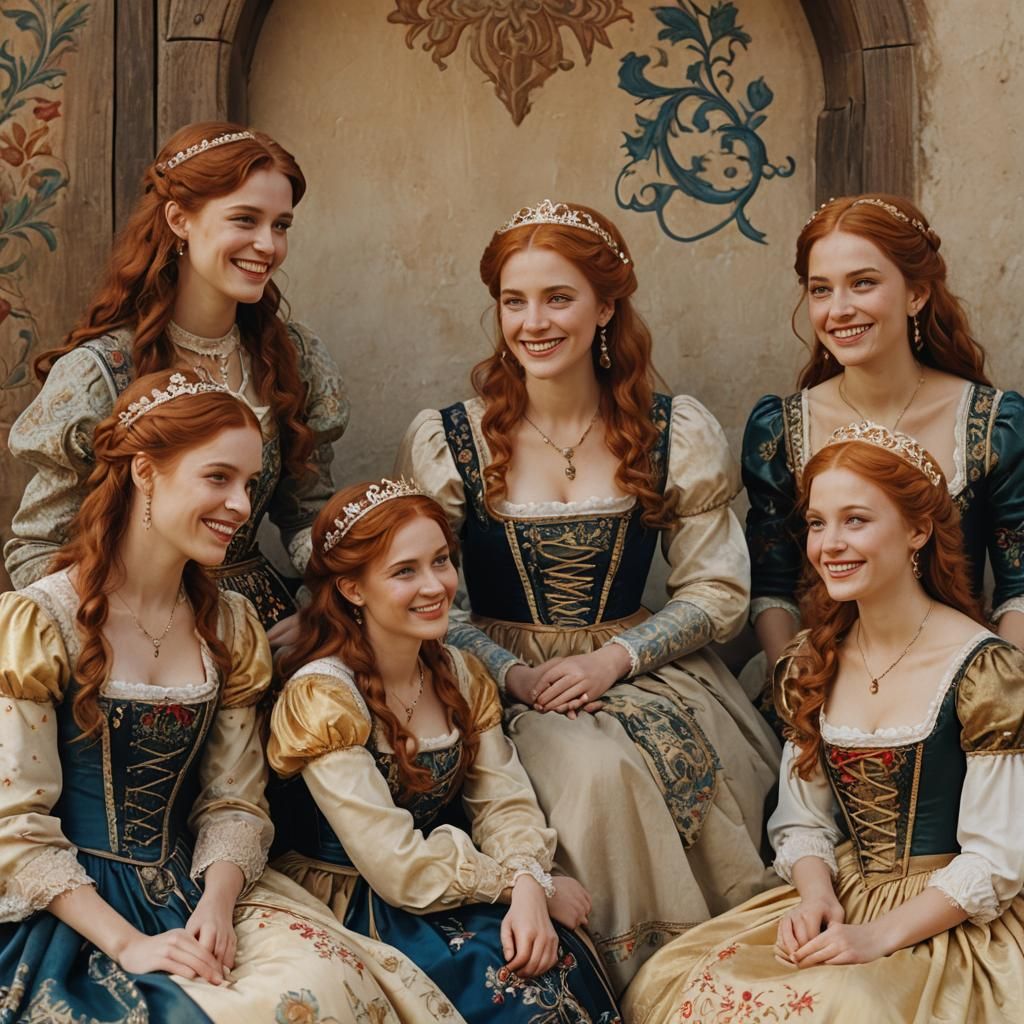 Smiling Red Haired Medieval Women