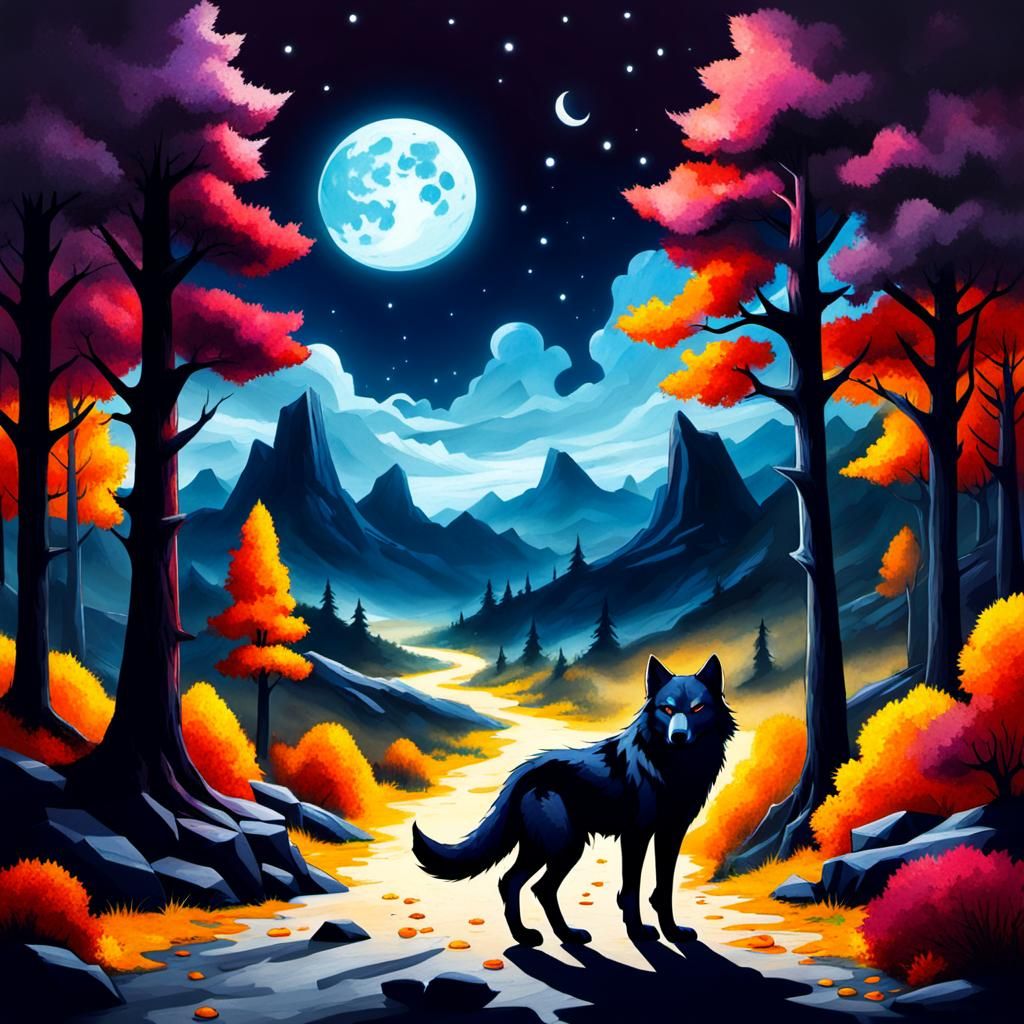 Mysterious Shadow Wolf Emerge in the Twilight