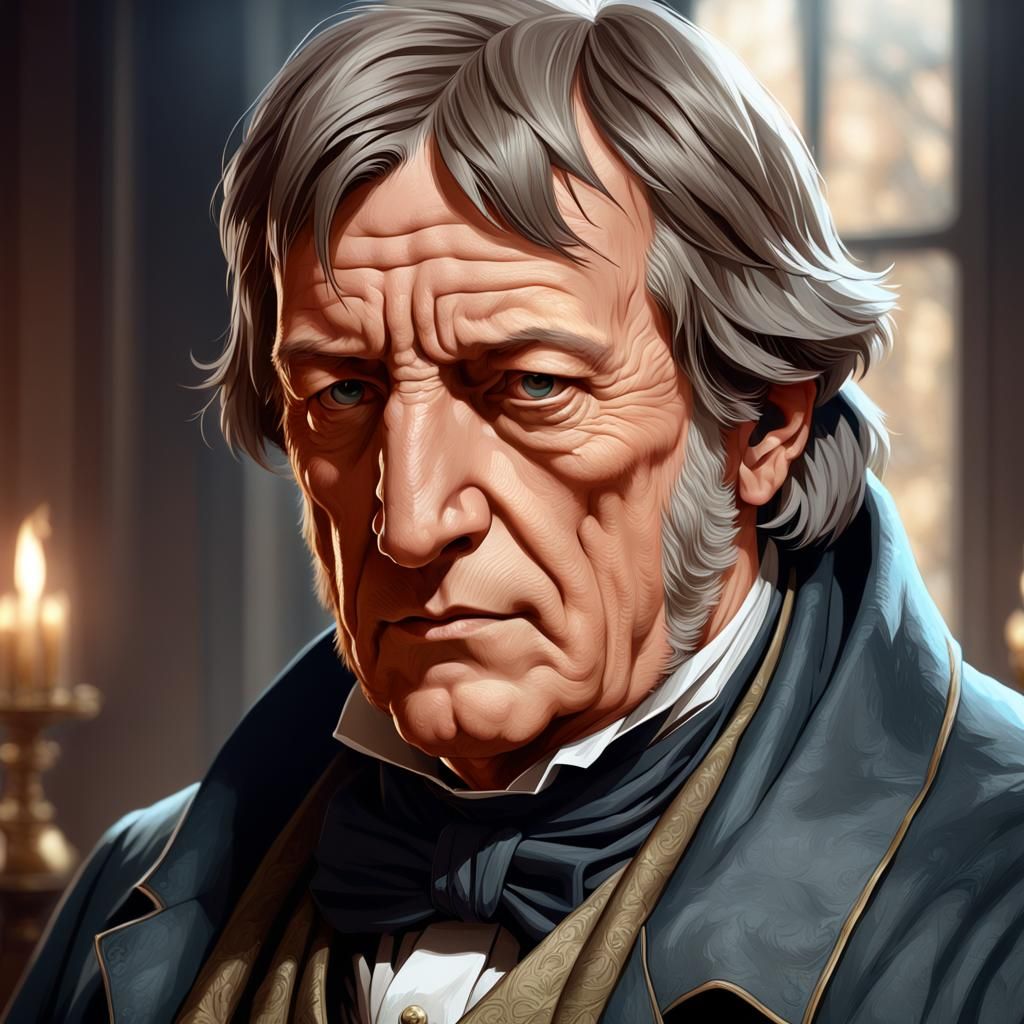 Hegel Portrait in Artgerm and Mucha Style