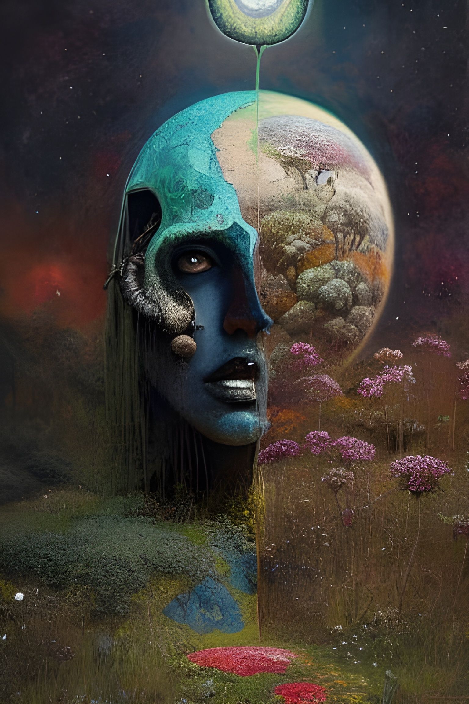 Titan Gaia: Hyperrealistic Mixed Media Encaustic Painting