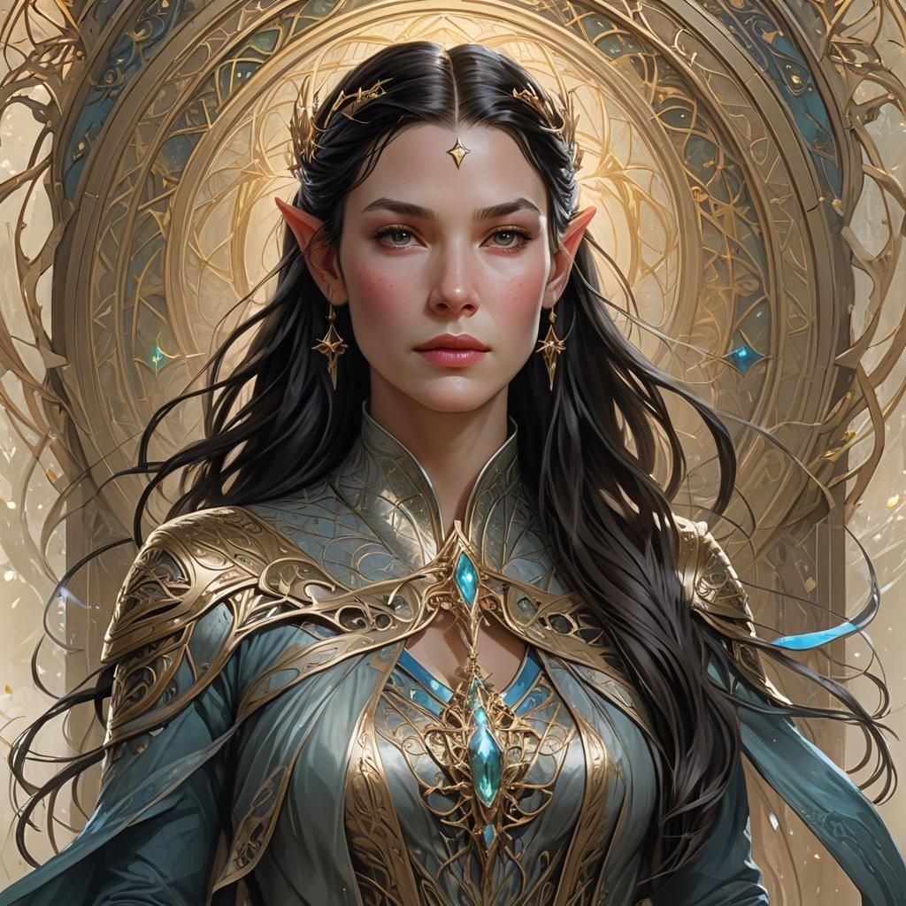 Arwen Undómiel Portrait in Art Nouveau Style