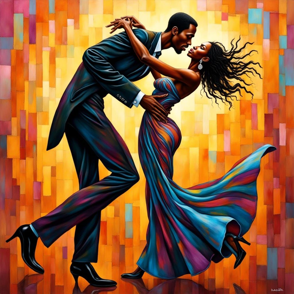 Passionate Dance: Impasto Oil Painting of Couple
